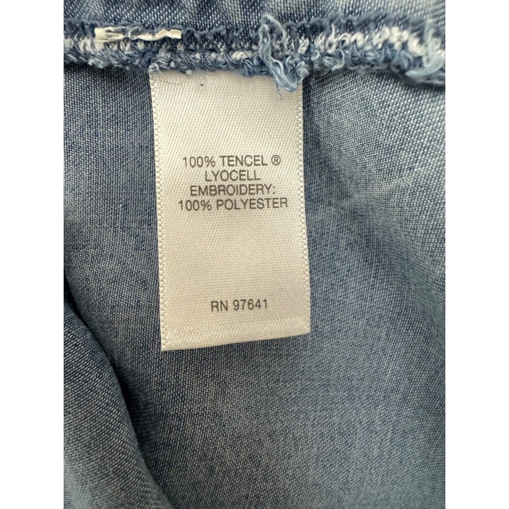J. Jill Denim Chambray Embroidered Tunic Top Size XL Shirt Blouse Boho Peasant - Picture 10 of 11